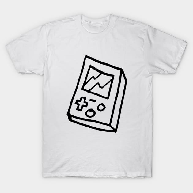 Retro Game Device Line Drawing T-Shirt by VANDERVISUALS